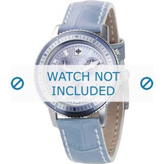 👉 Horlogeband blauw wit leder leather onbekend Zodiac ZO2811 + stiksel 8719217018303