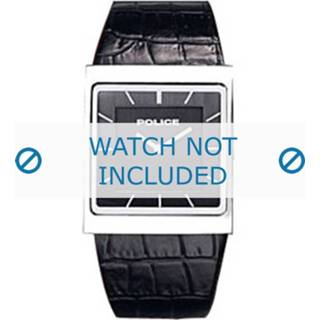 👉 Horlogeband zwart leather Police 10583M - 10583M-02 Leder 28mm 8719217084261