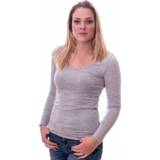 👉 Shirt grijs licht vrouwen e ronde hals Claesens Women T-shirt o-neck longsleeve Light Grey ( 8016)