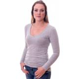 👉 Shirt e v-hals vrouwen licht grijs Claesens Women T-Shirt V-Neck l/s Grey ( 8011 )