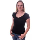 👉 Shirt zwart vrouwen korte v-hals Claesens Women T-Shirt V-Neck s/s Black( cl 8010 )