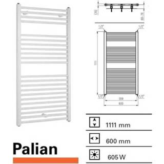 Handdoekradiator Boss Wessing Palian, 13 kleuren 7252XXPALIAN1110 Handdoekradiator Boss & Wessing Palian 1111 x 600 mm (13 kleuren) 8719304121756