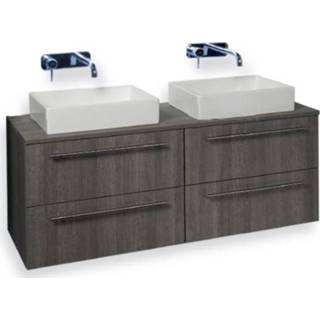 👉 Badmeubel grijs Ink Topdeck 120x45x52 cm Relief (inclusief LED spiegel)