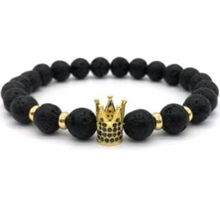 👉 Memphis kralen armband Lavasteen Crown Gold