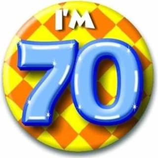 Gekleurde verjaardags button Im 70