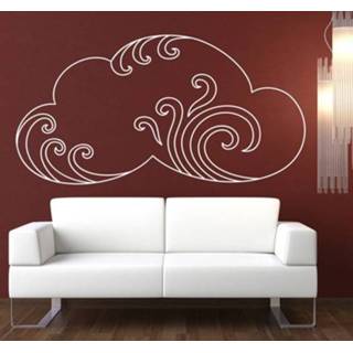👉 Sticker wolk modern krullend