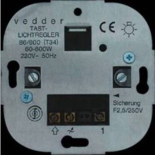 👉 Tastdimmer 60 - 600W voor gloeilampen en HV halogeenlampen met dimstandgeheugen Presto-Vedder 86600