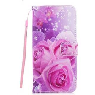 👉 Portemonnee roze paarse Samsung Galaxy S8 hoesje Roze/paarse rozen 8701077819107
