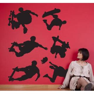 👉 Muursticker verzameling silhouetten skateboarder