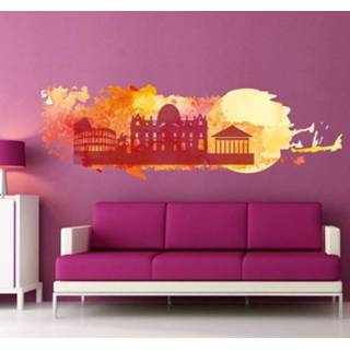 👉 Muursticker silhouet Rome aquarel