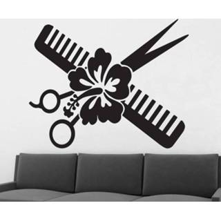 👉 Muursticker Bloem, Schaar, Kam