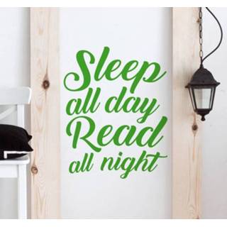 👉 Muursticker tekst Sleep all day Read night