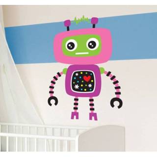 👉 Roze kinderen Sticker robot kind