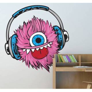 Koptelefoon roze Sticker monster