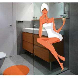 👉 Handdoek vrouwen Sticker badkamer vrouw met