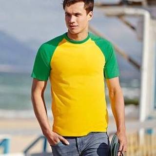 Short sleeve mannen groen Fruit of the Loom Baseball T * Gratis verzending
