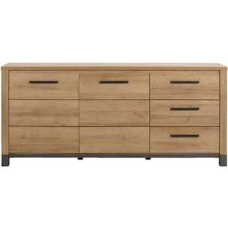 👉 Dressoir Bruin#Grijs bruin Finn 2-deurs 3-lades - licht eikenkleur 40x188x84 cm Leen Bakker 4260390316877