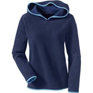 👉 Pullover Biokatoenen fleece met capuchon, nachtblauw/jeansblauw 36/38