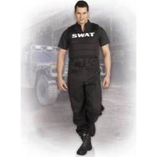 👉 Polyester zwart mannen SWAT heren kostuum