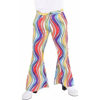 👉 Broek multicolor mannen Disco rainbow waves heren