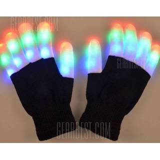👉 LED kleurrijke lichtgevende prestatiehandschoenen Kinderhandschoenen,één paar, geschikte leeftijd: ongeveer 10 jaar oud (zwart)