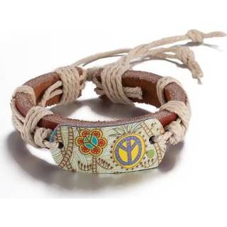 👉 Armband leather Vintage Fashion Print Charm Strap Unisex Bracelet