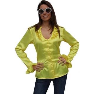 👉 Blous geel satijn Party disco blouse