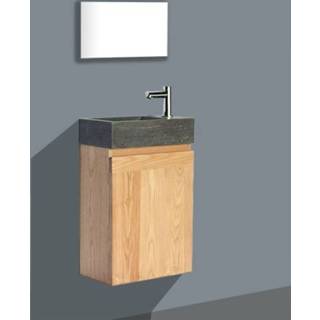 👉 Toiletmeubel eiken natuursteen Lambini Designs Wood Stone met links 7432030518539