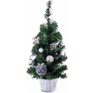 Kerstboom rood zilver 45cm Met Verlichting (Rood of Zilver)