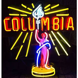 👉 Bord Columbia Logo neon met 66 x 77 cm
