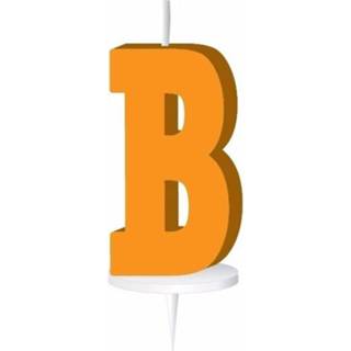 👉 Letter kaars oranje Feestartikelen letterkaarsje met houder B