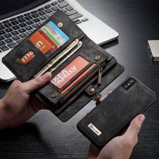 👉 Portemonnee zwart leer CaseMe multifunctioneel wallet hoesje iPhone X echt split 7435123731792