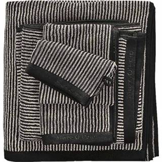 Katoen handdoek zwart Marc O'Polo Timeless Tone Stripe Night & Oatmeal-Handdoek (50 x 100 cm) 8715944465854