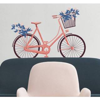 👉 Muursticker fiets met bloemen