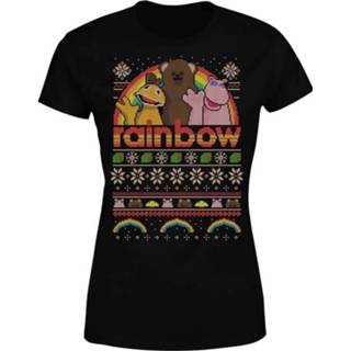 👉 Shirt XXL zwart vrouwen print Rainbow Christmas Women's T-Shirt - Black