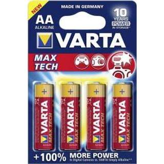 Varta Batterij alkaline MaxiTech AA/LR6 Alkaline Varta Batterij AA/LR6 1.5 V MaxiTech 4-blister 4008496105946