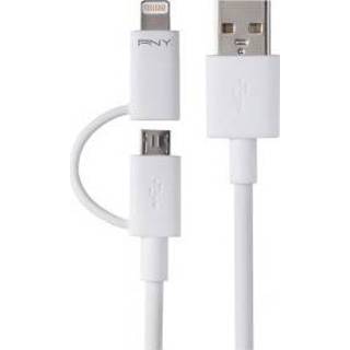 Wit PNY 2in1 Micro USB / Lightning Charge & Sync Cable WHITE