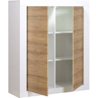 👉 Opberg kast eiken spaanplaat wit Opbergkast Karma 145 cm hoog - Hoogglans met