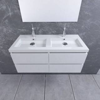👉 Wit Mueller Combo wastafelmeubel 120cm hoogglans 2 kraangaten 7432030510540