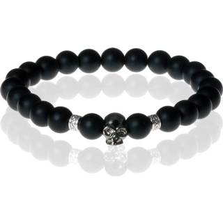 👉 Kralenarmband One Size vrouwen zilver Memphis kralen armband Matte Onyx Skull