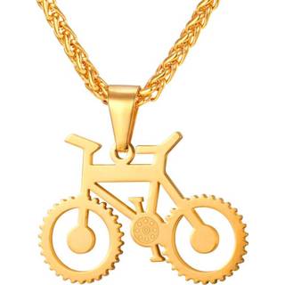 👉 Hanger edelstaal goud mannen Heren ketting met Gold Bicycle