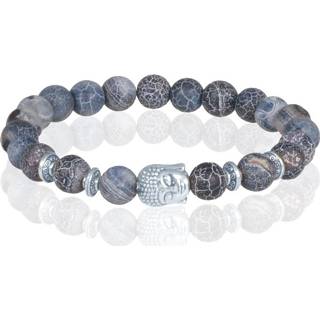 👉 Kralenarmband natuursteen vrouwen grijs Memphis kralen armband Frosted Agaat Buddha