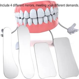 👉 Reflector steel 1 Set 4Pcs Stainless Dental Photography Mirror Orthodontic Intra-oral Plated Glass Tool