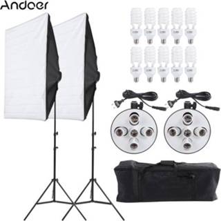 👉 Softbox Photo Studio Video Continuous Lighting Kit Photography Light Stand Two 50 * 70cm Ten Bulbs Holder