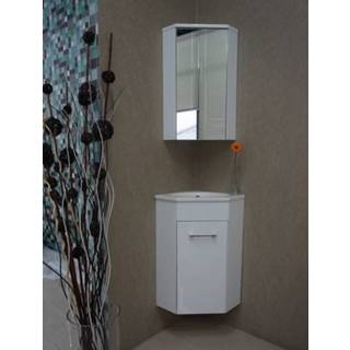 👉 Wastafel active Saniville hoek-fonteinkast + en spiegelkast 500x850x250 wit