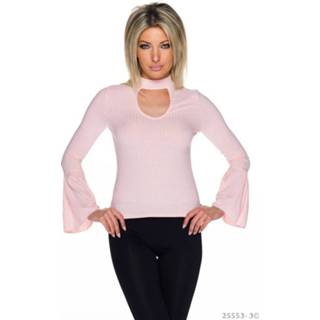 👉 Shirt roze elasthan vrouwen met lange mouwen