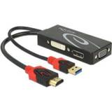 👉 DisplayPort zwart rood DeLOCK 62959 HDMI-A 19 pin, USB 2.0 Type-A DVI-I, 20 VGA 15 pin Zwart, kabelad 4043619629596