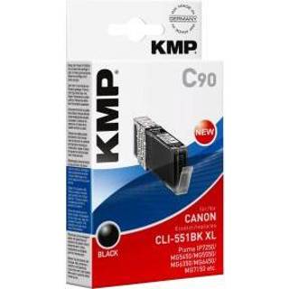 👉 Inktpatron zwart XL KMP C90 Inktpatroon comp. met Canon CLI-551 BK 4011324152012