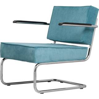 👉 Sledestoel textiel fauteuils blauw Ridge Kink III - ribfluweel met armleuningen Pastelblauw, Zuiver