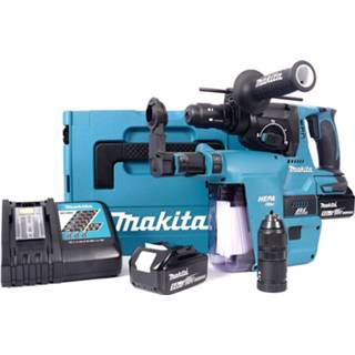 👉 Makita DHR243RTJV 18V Li-Ion Accu SDS-plus combihamer incl. snelspanboorkop en stofafzuiging set (2x 5.0Ah accu) in Mbox - 2J - koolborstelloos